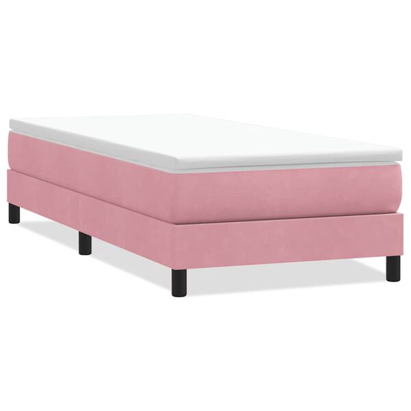 vidaXL Cama com molas sem colchão 100x220 cm veludo rosa