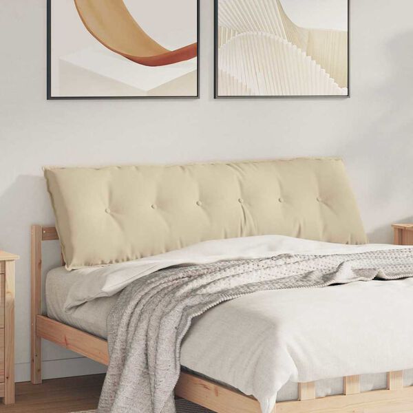 vidaXL Travesseiro para Costas Creme 160 x 50 cm Tecido de Microfibra