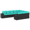 vidaXL Conjunto de sof&aacute; de jardim com 10 pe&ccedil;as e almofadas em rattan sint&eacute;tico preto