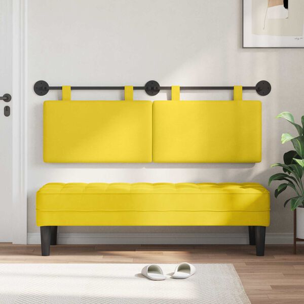 vidaXL Cabeceira Suspensa Liso Amarelo Claro 150 x 55 x 5 cm