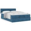 vidaXL Estrutura de cama otomana com colch&atilde;o 140x200 cm azul escuro
