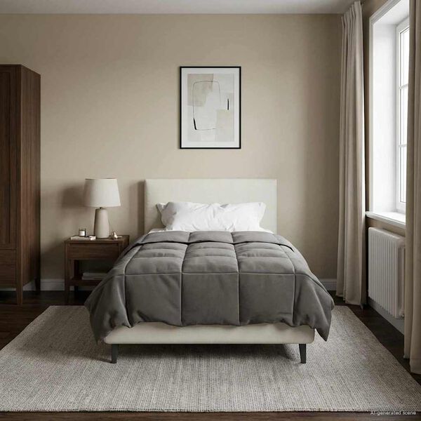 vidaXL Edredom de Ver&atilde;o Simples Cinzento-claro 135 x 220 cm Microfibra