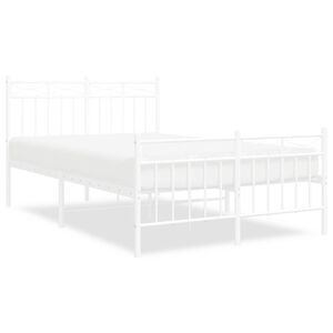 vidaXL Estrutura de cama com cabeceira e p&eacute;s 120x200 cm metal branco