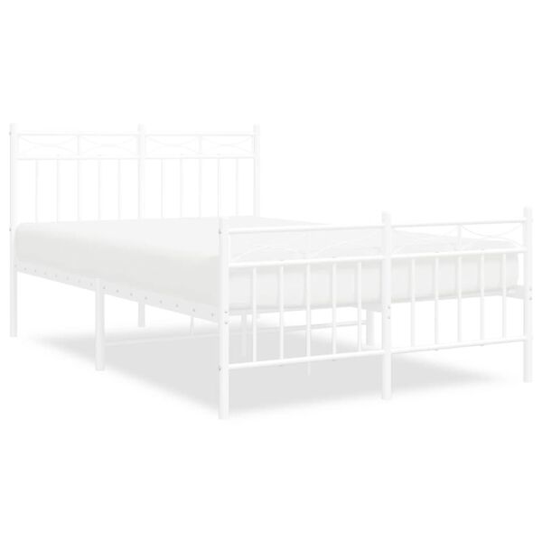 vidaXL Estrutura de cama com cabeceira e pés 120x200 cm metal branco