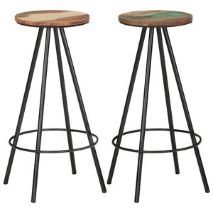 vidaXL Bancos de bar 2 pcs madeira recuperada maci&ccedil;a