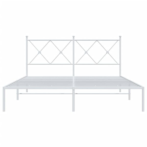vidaXL Estrutura de cama com cabeceira 160x200 cm metal branco