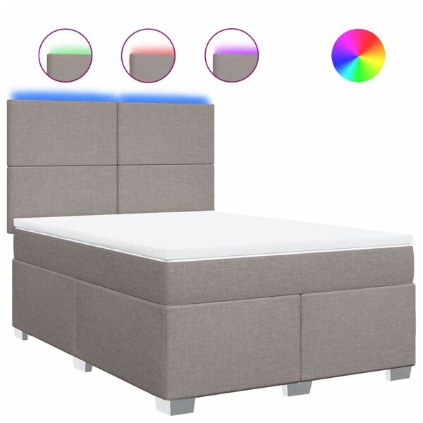 vidaXL Cama com molas/colch&atilde;o 140x200 cm tecido castanho-acinzentado