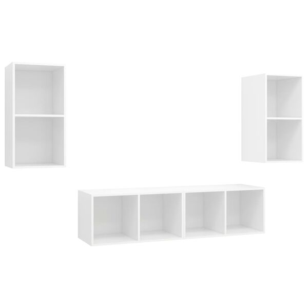 vidaXL Armários de parede para TV 4 pcs derivados de madeira branco