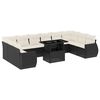 vidaXL 11 pcs conjunto sofás de jardim c/ almofadões vime PE preto