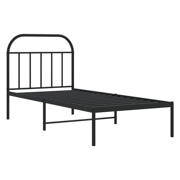 vidaXL Estrutura de cama com cabeceira 90x190 cm metal preto