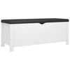 vidaXL Caixa arruma&ccedil;&atilde;o c/ almofad&atilde;o deriv. madeira 105x40x45 cm branco