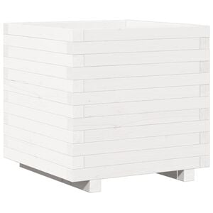vidaXL Vaso/floreira de jardim 50x50x49,5 cm pinho maci&ccedil;o branco