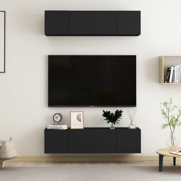 vidaXL M&oacute;veis de TV 4 pcs 60x30x30 cm derivados de madeira preto