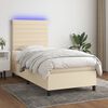 vidaXL Cama box spring c/ colch&atilde;o e LED 90x190 cm tecido cor creme
