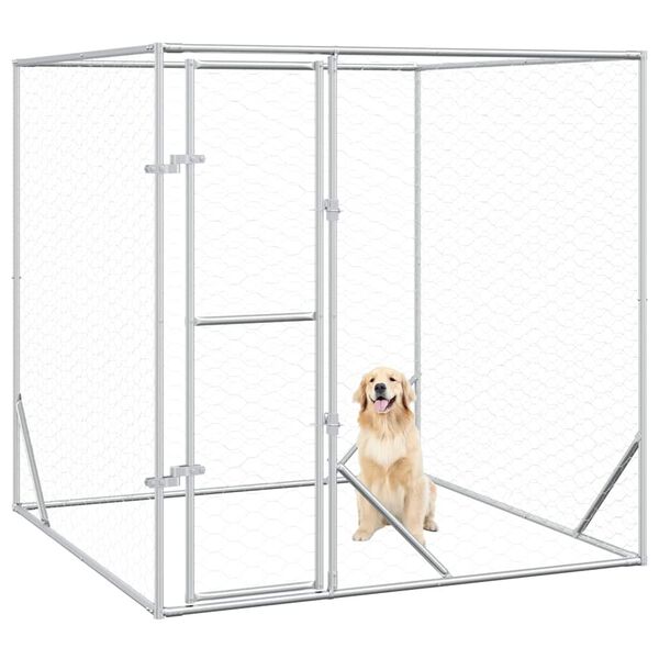 vidaXL Canil de exterior 2x2x2 m a&ccedil;o galvanizado prateado
