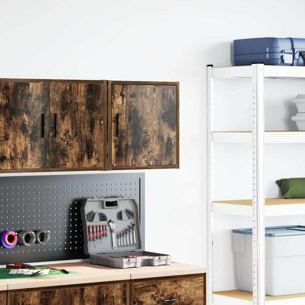 vidaXL Armário de parede garagem madeira engenheirada carvalho fumado