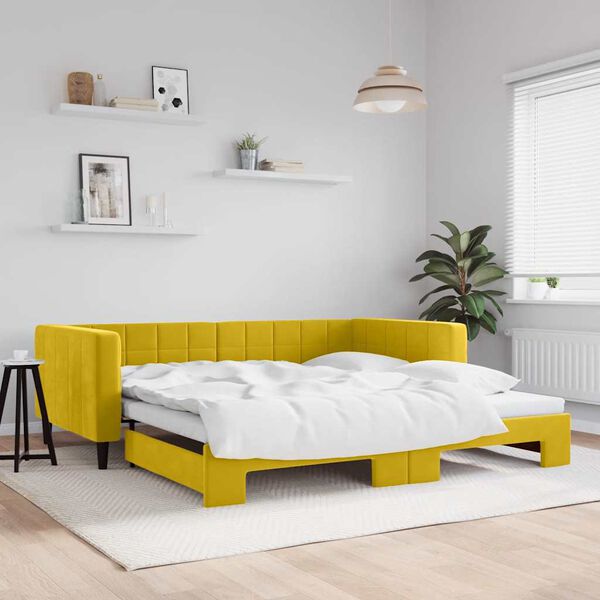 vidaXL Sof&aacute;-cama com gavet&atilde;o 100x200 cm veludo amarelo