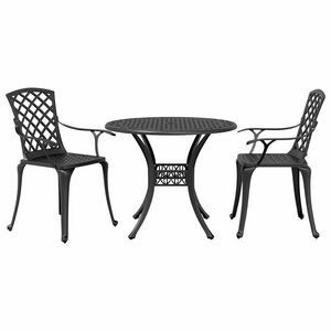 vidaXL 3 pcs conjunto de bistr&ocirc; alum&iacute;nio fundido preto