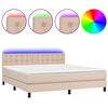 vidaXL Cama box spring c/colch&atilde;o/LED 180x200cm couro artif. cappuccino