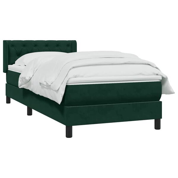 vidaXL Cama com molas/colch&atilde;o verde-escuro 80x220 cm veludo