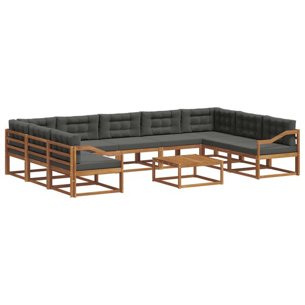 vidaXL Conjunto de Sof&aacute;s para Exterior 10 pcs Natural e Antracite