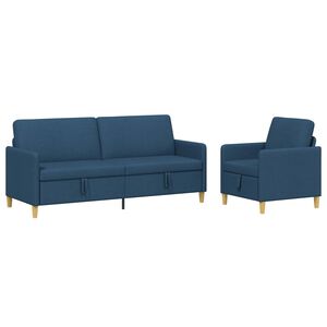 vidaXL Conjunto de Sof&aacute; com Armazenamento 2 unid. Azul Poli&eacute;ster