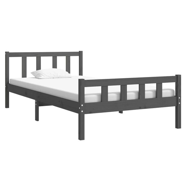 vidaXL Estrutura de cama 100x200 cm madeira maciça cinzento