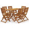 vidaXL 7 pcs conjunto jantar dobr&aacute;vel p/ jardim madeira ac&aacute;cia maci&ccedil;a