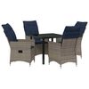 vidaXL Conjunto de Mesa e Cadeiras 5 unid. Cinzeto Rattan de PE