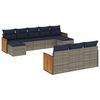 vidaXL Conjunto de sof&aacute; de jardim com 10 pe&ccedil;as e almofadas em rattan sint&eacute;tico cinza
