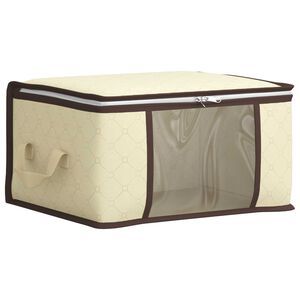 vidaXL Caixa de Armazenamento com Janela Lateral Transparente Creme