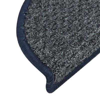 vidaXL Tapete/carpete para degraus 15 pcs 56x17x3 cm azul-escuro