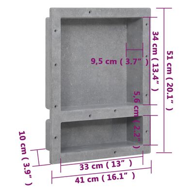 vidaXL Habitáculo chuveiro c/ 2 compartimentos 41x51x10 cm cinza mate