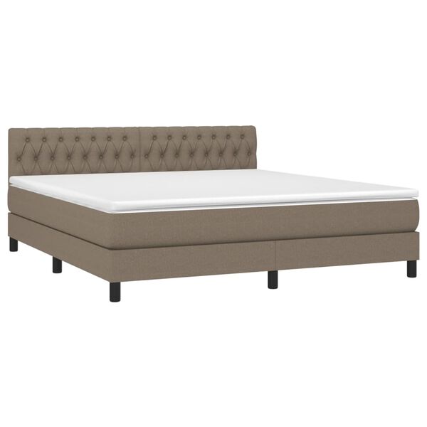 vidaXL Cama box spring colch&atilde;o/LED 180x200cm tecido cinza-acastanhado