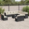vidaXL 14 pcs conjunto de sof&aacute;s p/ jardim c/ almofad&otilde;es vime PE preto