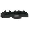 vidaXL 8 pcs conjunto lounge de jardim c/ almofadões vime PE preto