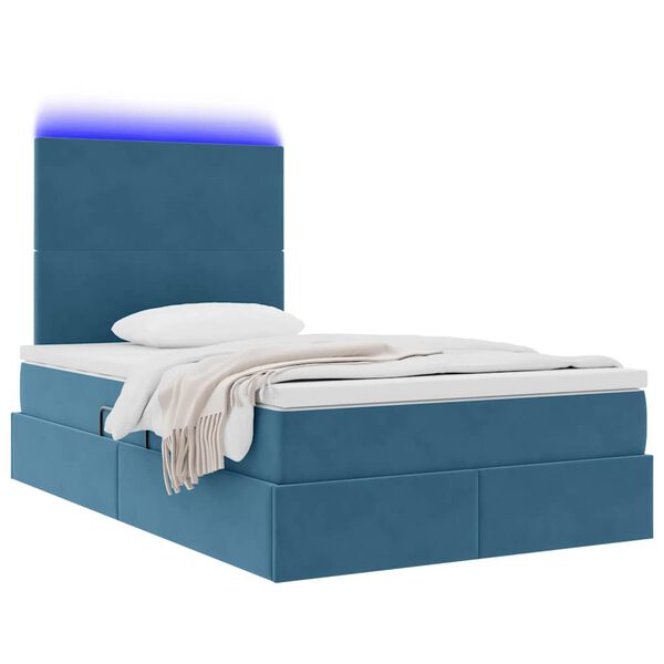 vidaXL Cama com arruma&ccedil;&atilde;o e LED com colch&atilde;o Azul 120 x 190 cm Veludo