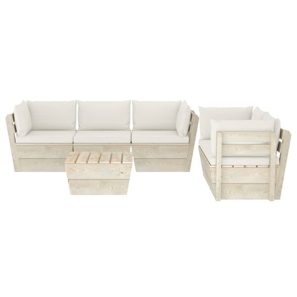 vidaXL 6 pcs conjunto lounge de paletes + almofad&otilde;es madeira de abeto
