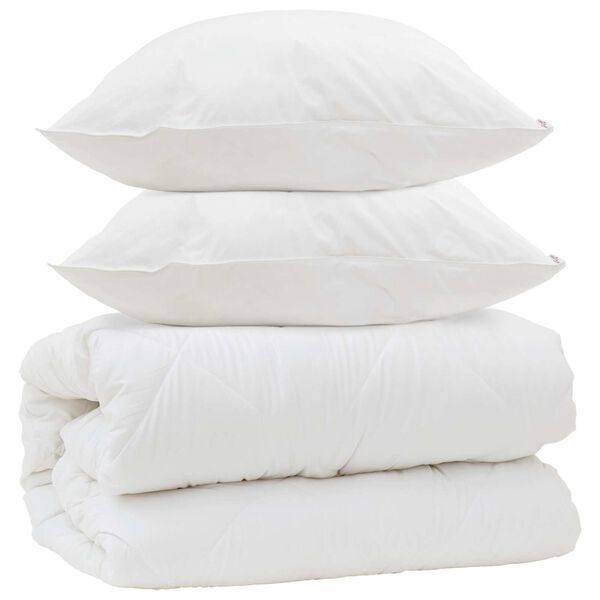 vidaXL Duvet com Travesseiros com travesseiro 3 pcs Branco Microfibra