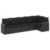 vidaXL 6 pcs conjunto sof&aacute;s de jardim c/ almofad&otilde;es vime PE preto