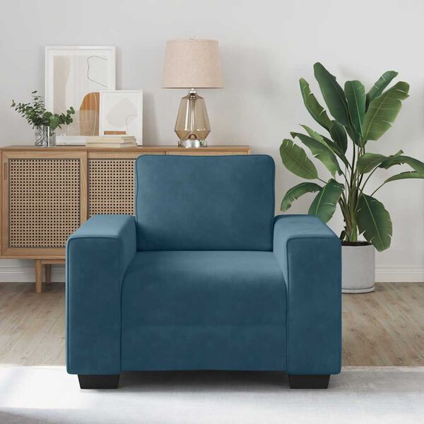 vidaXL Poltrona 100x77x82 cm veludo azul