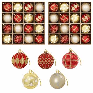 vidaXL Conjunto de Bolas de Natal 32 unid. Dourado e vermelho &Oslash; 6 cm