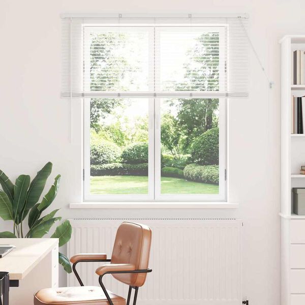 vidaXL Persiana de Janela com cortinas Manual Branco Alumínio