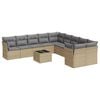 vidaXL 11 pcs conjunto sof&aacute;s de jardim c/ almofad&otilde;es vime PE bege