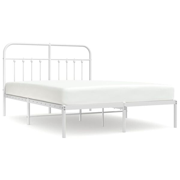 vidaXL Estrutura de cama com cabeceira 140x200 cm metal branco