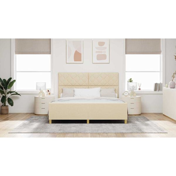 vidaXL Estrutura da Cama com cabeceira Creme 180 x 200 cm tecido