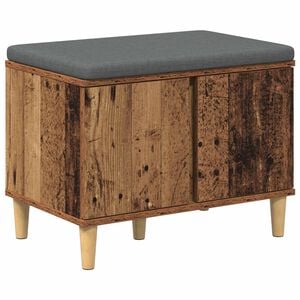 vidaXL Banco de Hall com almofada Madeira antiga 60 x 38 x 46 cm