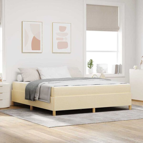 vidaXL Estrutura da Cama com colch&atilde;o Creme 180 x 200 cm tecido