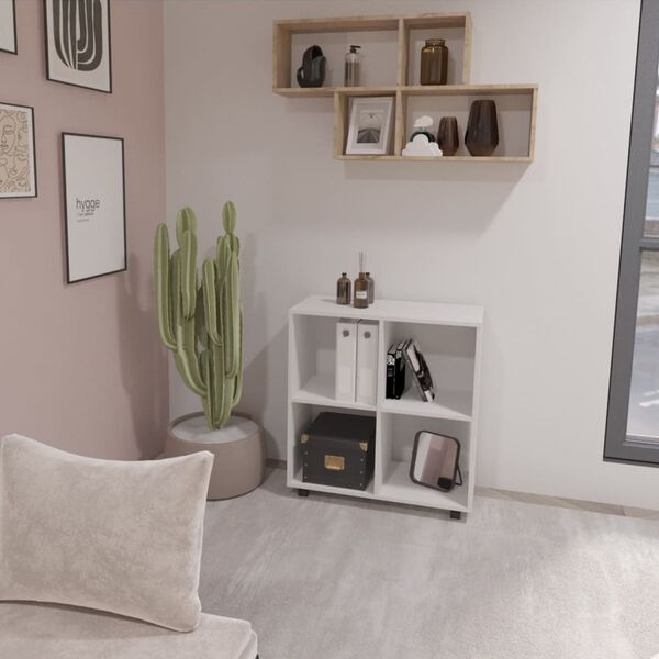 FMD Estante com rodas girat&oacute;rias e 4 compartimentos branco