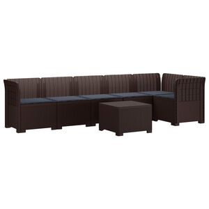vidaXL Sof&aacute; de Jardim para 6 Pessoas com Almofadas Apar&ecirc;ncia de Rattan